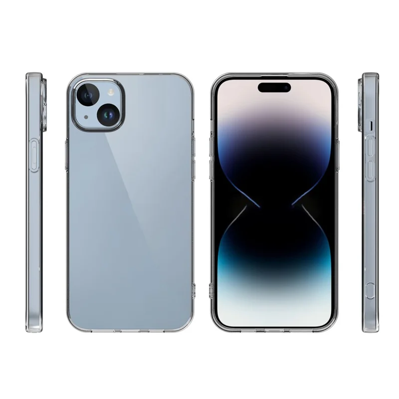 Groothandel 100 stuks voor iPhone 15 Plus hoesje zonder watermerk transparant TPU telefoonhoesje met lanyardgat