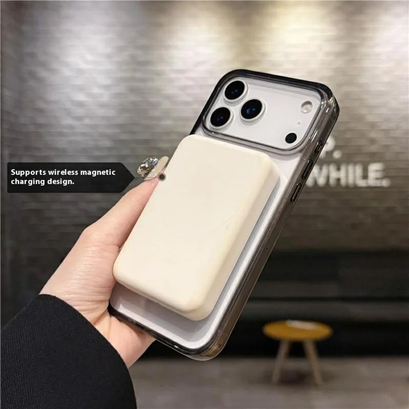 For iPhone 17 Pro Max Case Compatible with MagSafe Rotating Kickstand TPU PC Phone Back Cover - Transparent Black