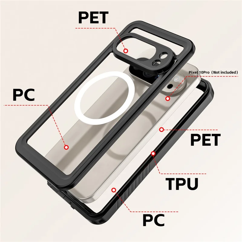 REDPEPPER FS Series For Google Pixel 10 Pro Waterproof Magnetic Case PC TPU PET Clear Phone Cover