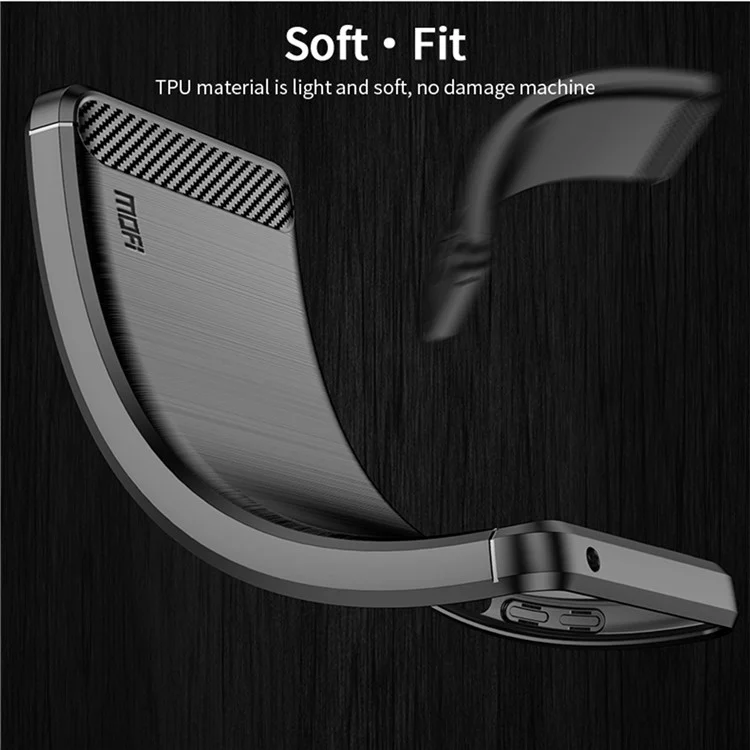 MOFI JK TPU Series-1 for Samsung Galaxy S23 Ultra Carbon Fiber Texture Anti-fingerprint Phone Case Soft TPU Brushed Protective Cover - Black