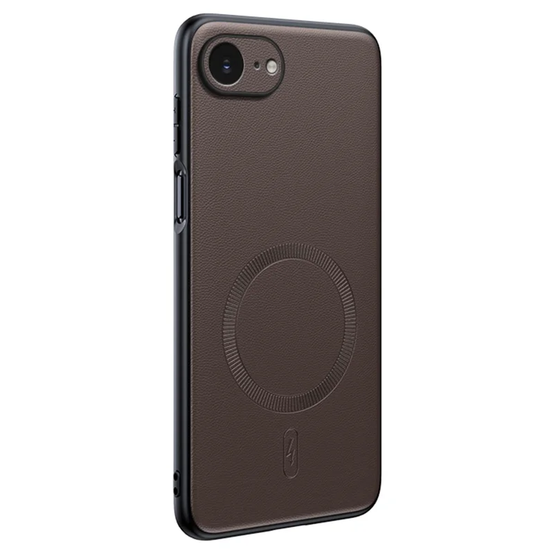 For iPhone 17e / 16e Case Compatible with MagSafe Leather Coated TPU + PC Phone Cover - Brown