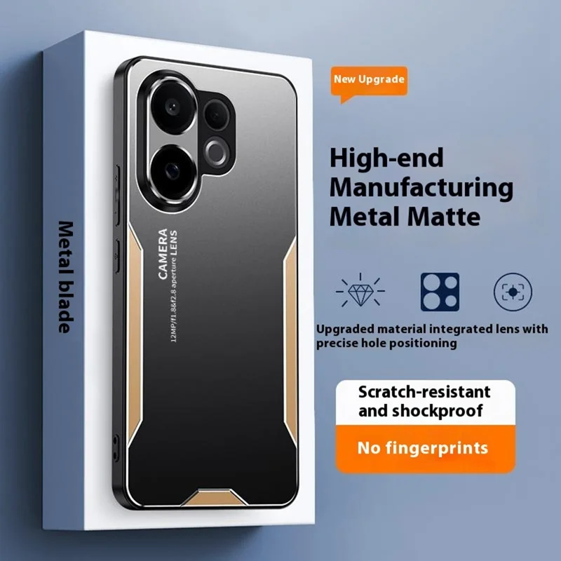 For vivo V60 5G Phone Case Aluminium Alloy TPU PC Back Cover - Gold