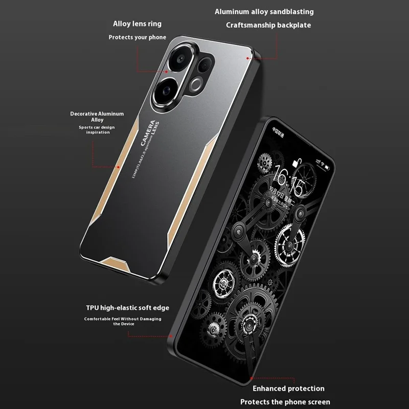 For vivo V60 5G Phone Case Aluminium Alloy TPU PC Back Cover - Gold