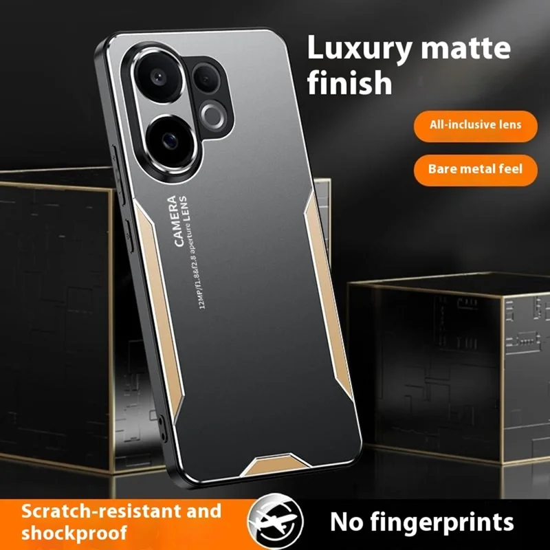 For vivo V60 5G Phone Case Aluminium Alloy TPU PC Back Cover - Gold