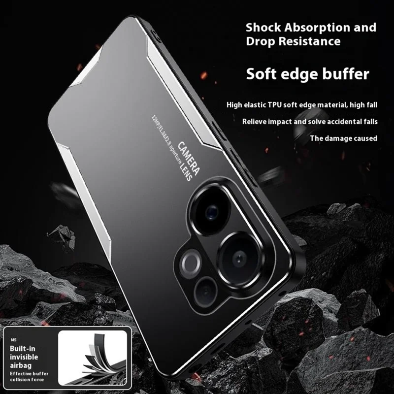 For vivo V60 5G Phone Case Aluminium Alloy TPU PC Back Cover - Gold