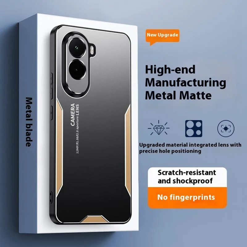 For Xiaomi Poco M7 4G (EU) (171mm) Phone Case Aluminium Alloy TPU PC Back Cover - Gold