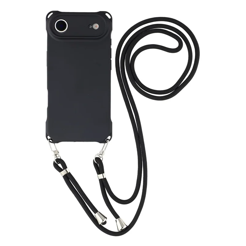 For iPhone Air Case Four Corner Anti Drop TPU Phone Cover with Hanging Rope - Black