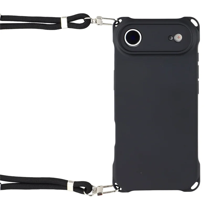 For iPhone Air Case Four Corner Anti Drop TPU Phone Cover with Hanging Rope - Black