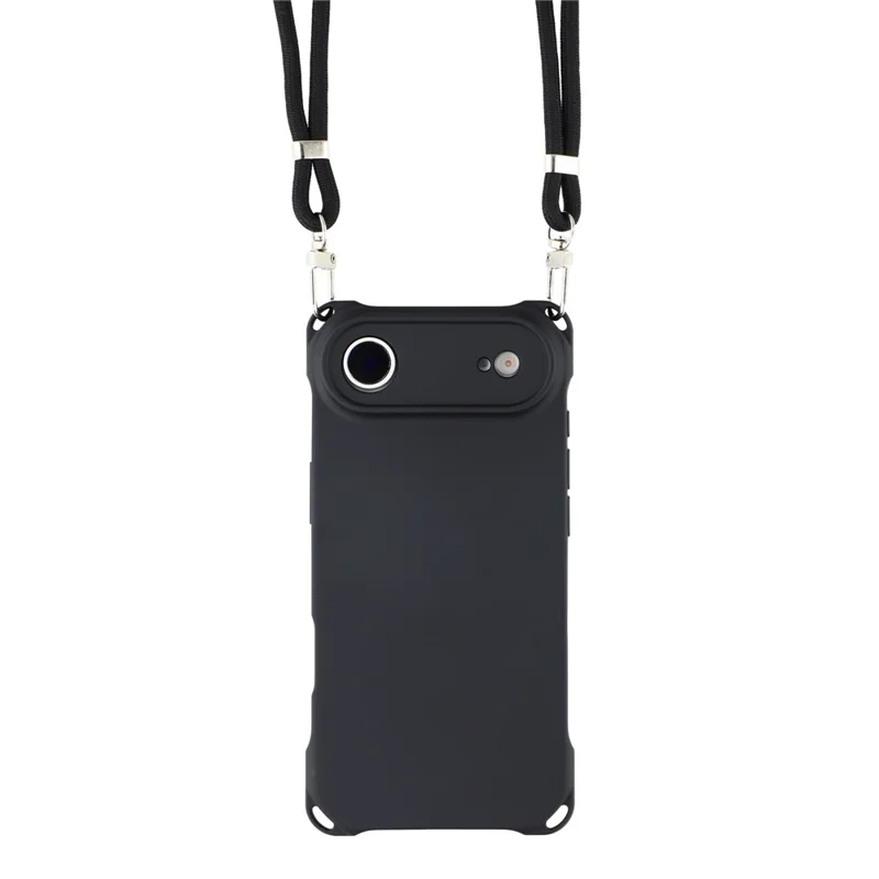 For iPhone Air Case Four Corner Anti Drop TPU Phone Cover with Hanging Rope - Black