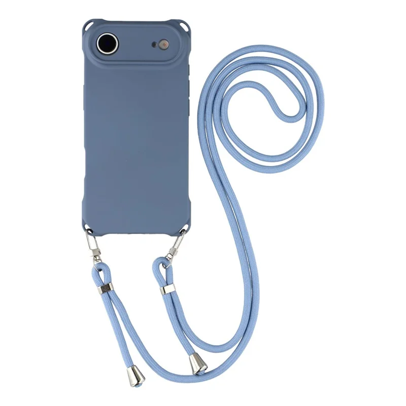 For iPhone Air Case Four Corner Anti Drop TPU Phone Cover with 150cm Hanging Rope - Blue