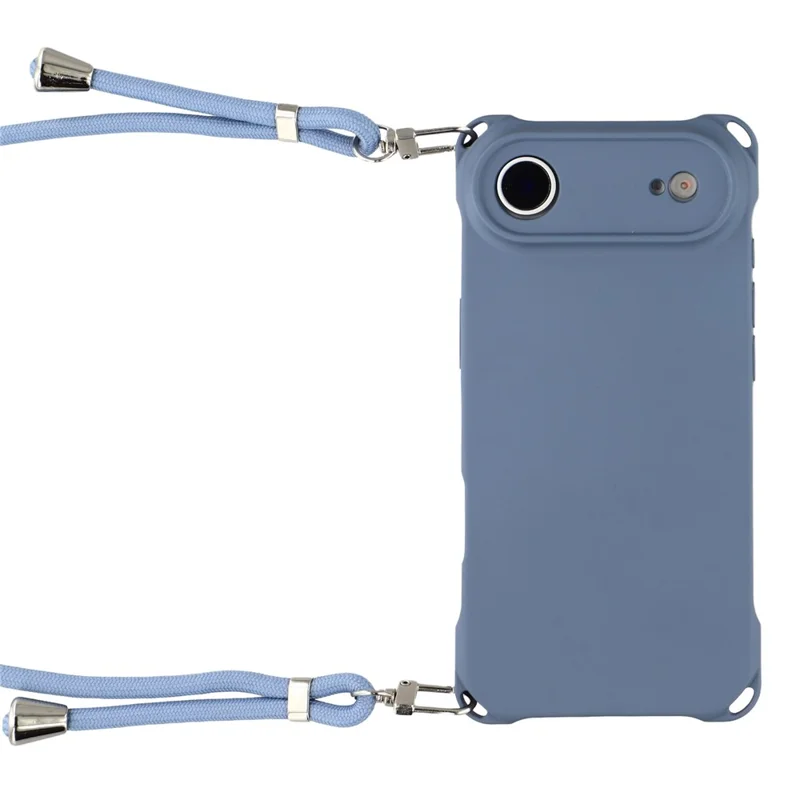 For iPhone Air Case Four Corner Anti Drop TPU Phone Cover with 150cm Hanging Rope - Blue
