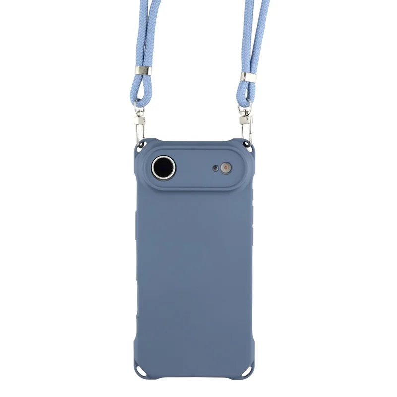 For iPhone Air Case Four Corner Anti Drop TPU Phone Cover with 150cm Hanging Rope - Blue