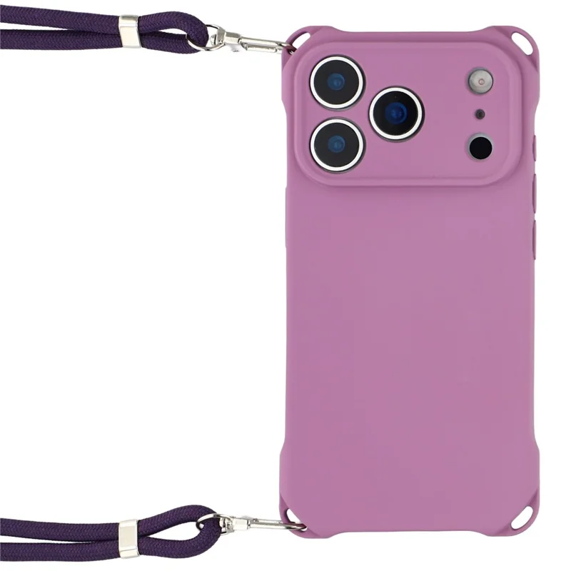 For iPhone 17 Pro Case Four Corner Anti Drop TPU Phone Cover with Hanging Rope - Light Purple
