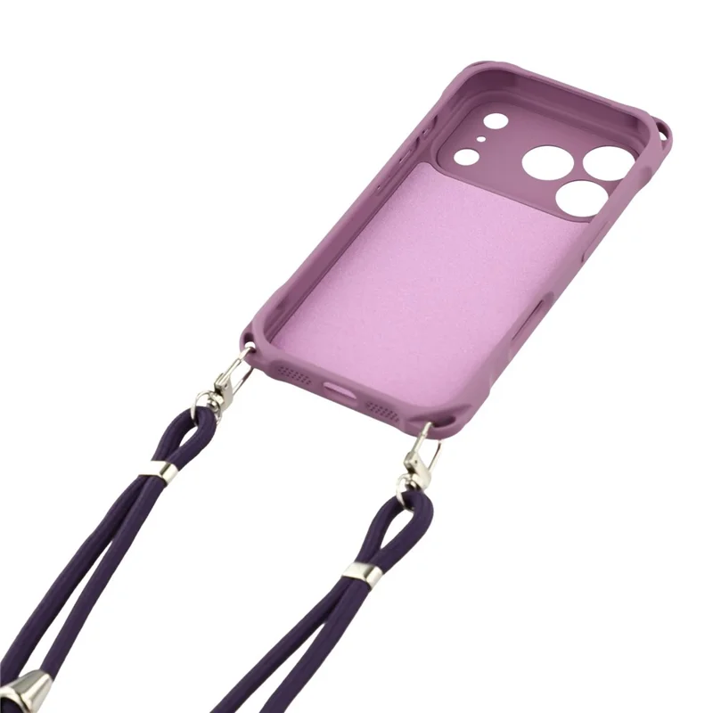 For iPhone 17 Pro Case Four Corner Anti Drop TPU Phone Cover with Hanging Rope - Light Purple