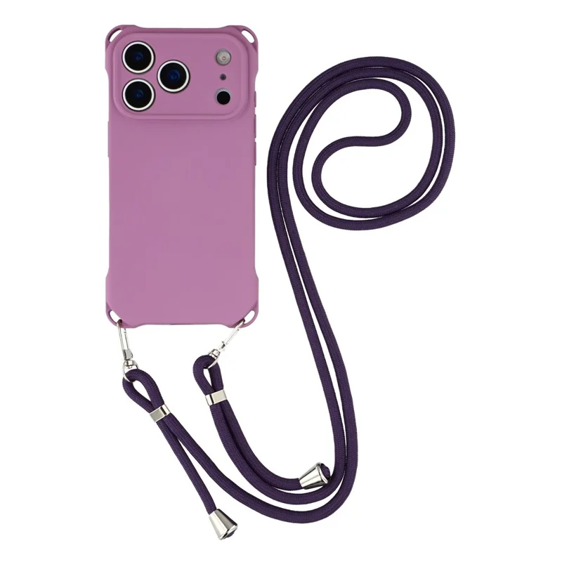 For iPhone 17 Pro Max Case Four Corner Anti Drop TPU Phone Cover with Hanging Rope - Light Purple