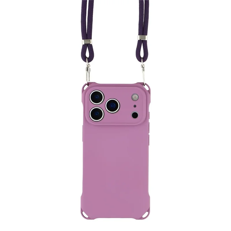 For iPhone 17 Pro Max Case Four Corner Anti Drop TPU Phone Cover with Hanging Rope - Light Purple