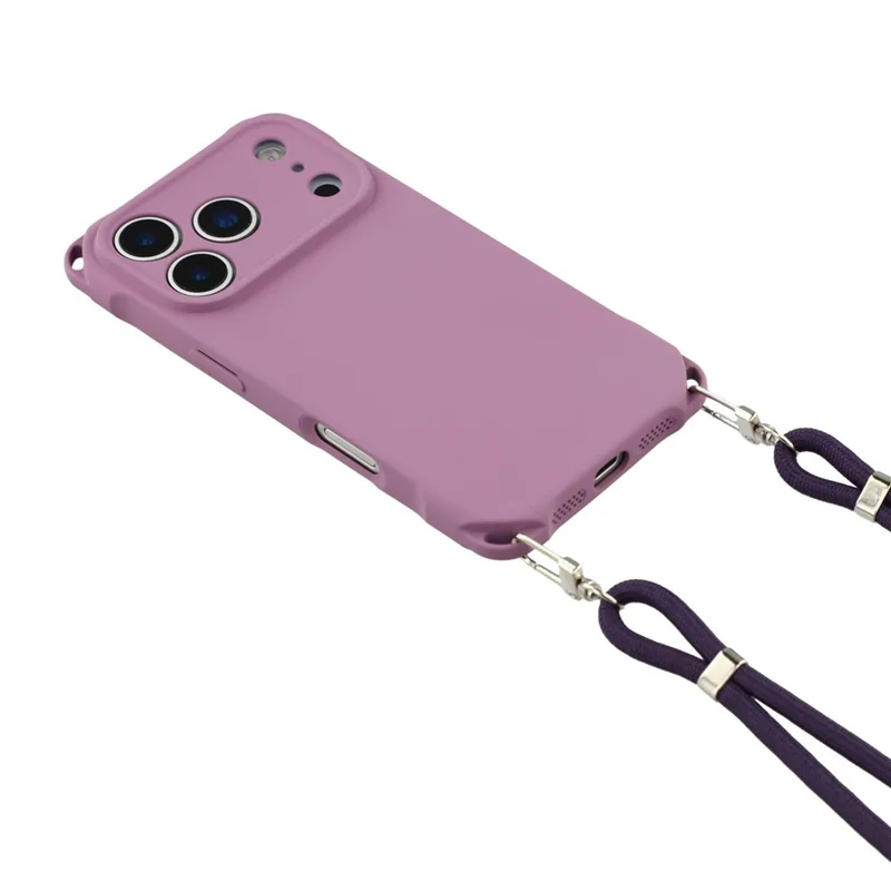 For iPhone 17 Pro Max Case Four Corner Anti Drop TPU Phone Cover with Hanging Rope - Light Purple