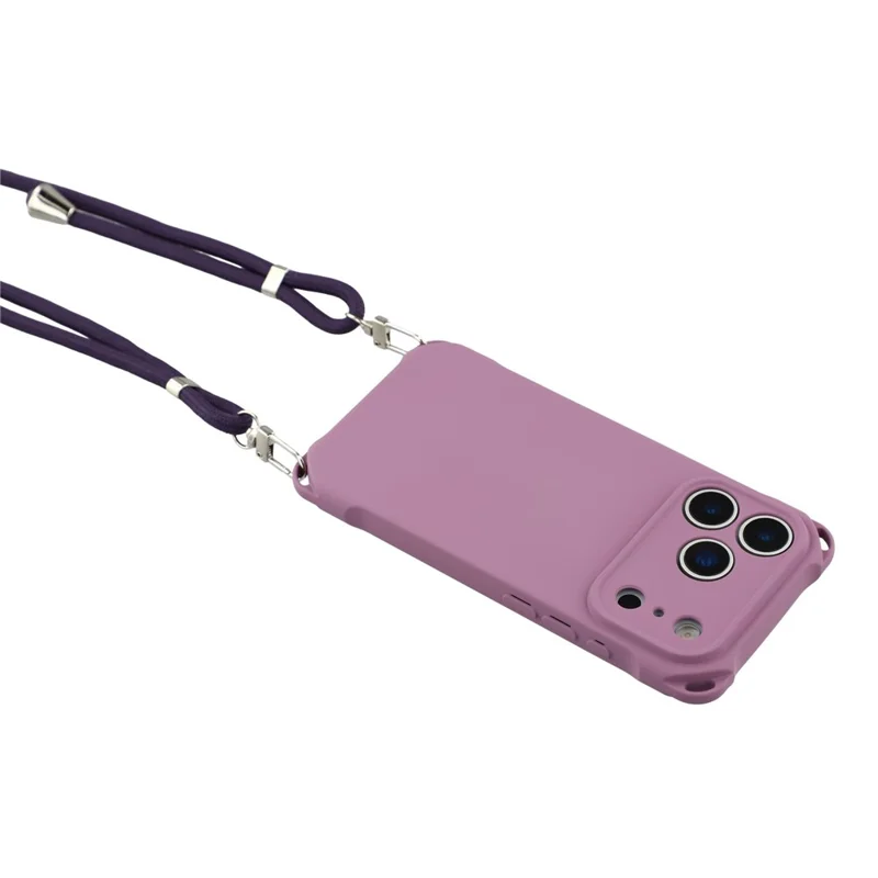 For iPhone 17 Pro Max Case Four Corner Anti Drop TPU Phone Cover with Hanging Rope - Light Purple