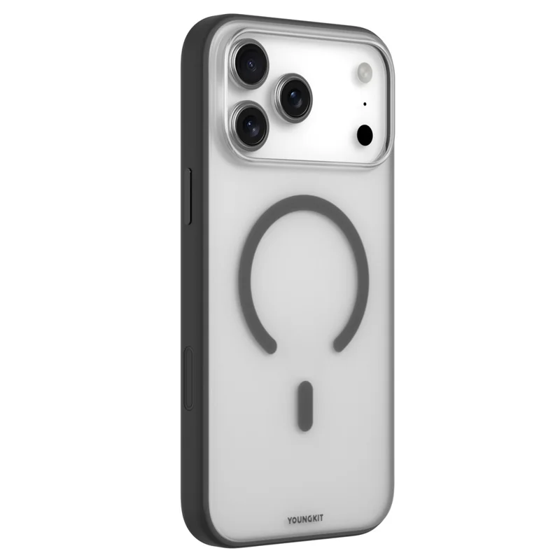 YOUNGKIT For iPhone 17 Pro Clear Case Compatible with MagSafe Shockproof TPU PC Phone Back Cover - Black