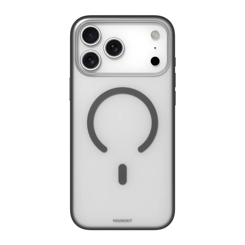 YOUNGKIT For iPhone 17 Pro Clear Case Compatible with MagSafe Shockproof TPU PC Phone Back Cover - Black