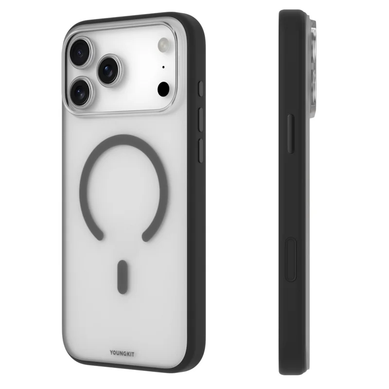 YOUNGKIT For iPhone 17 Pro Clear Case Compatible with MagSafe Shockproof TPU PC Phone Back Cover - Black