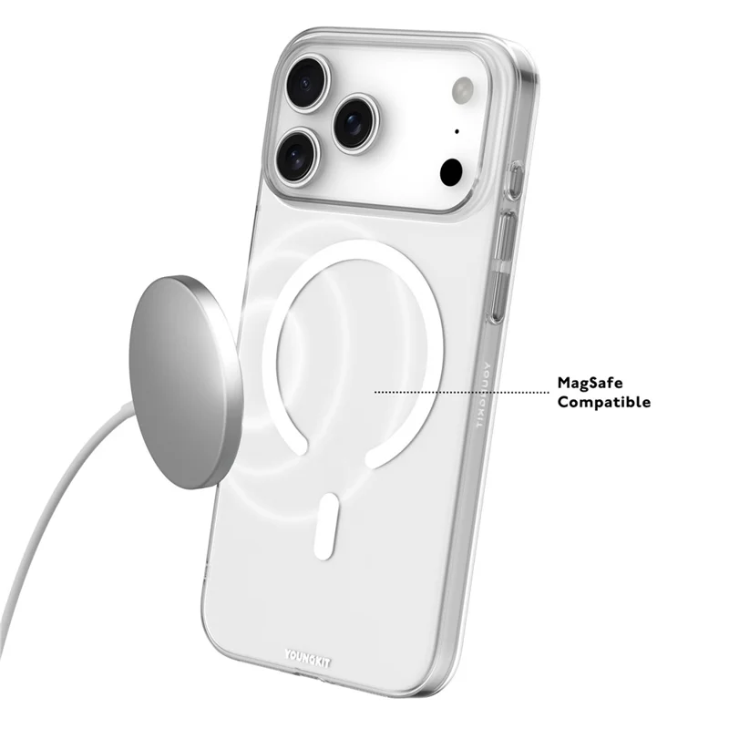 YOUNGKIT Étui pour iPhone 17 Pro Compatible avec MagSafe Coque Arrière en PC Dur Transparent HD