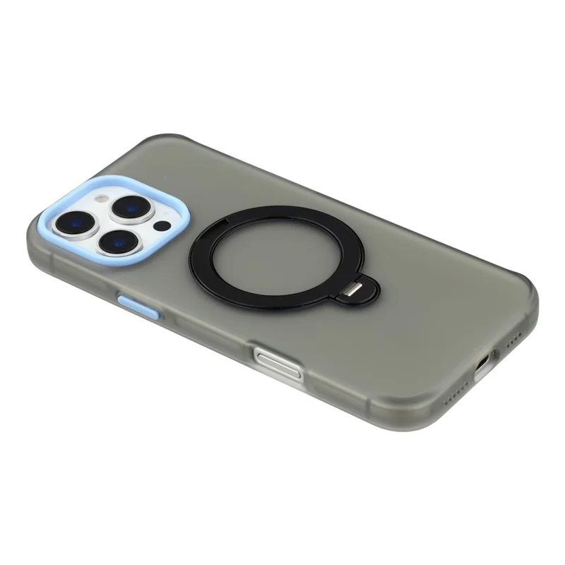 KIGC Für iPhone 16 Pro Max Hülle Mit Drehbarem Ständer PC + TPU Stoßfeste Handyhülle - Schwarz