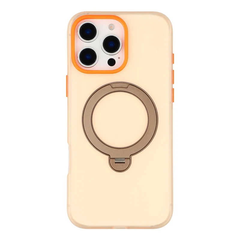 KIGC For iPhone 16 Pro Case Rotating Kickstand PC + TPU Anti Drop Phone Back Cover - Orange