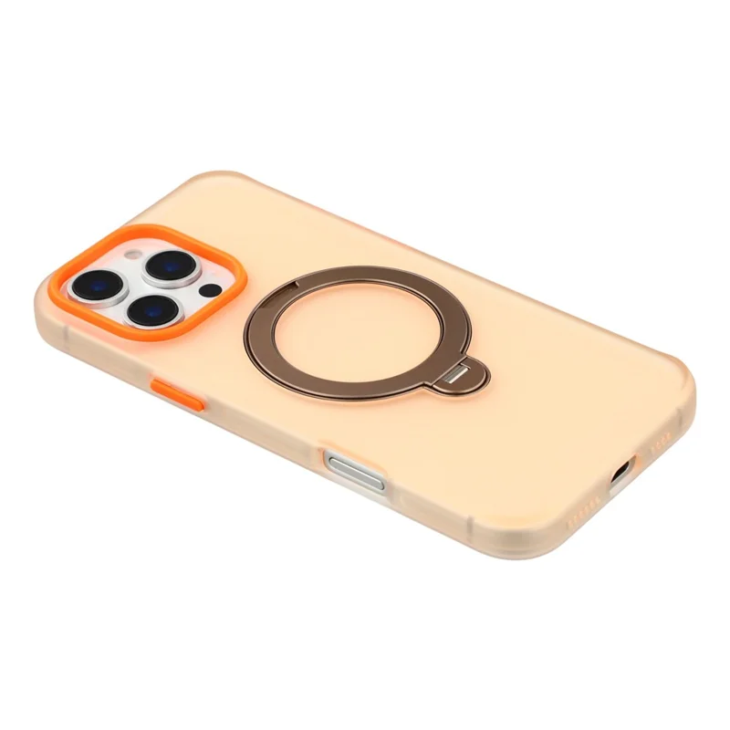 KIGC For iPhone 16 Pro Case Rotating Kickstand PC + TPU Anti Drop Phone Back Cover - Orange