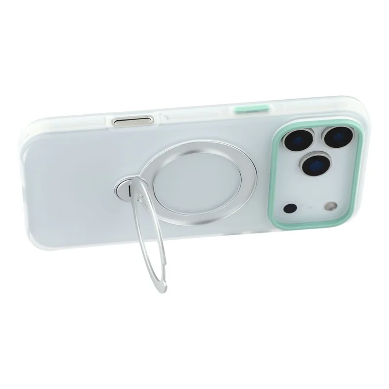KIGC For iPhone 17 Pro Case Rotating Kickstand PC + TPU Anti Drop Phone Back Cover - Transparent