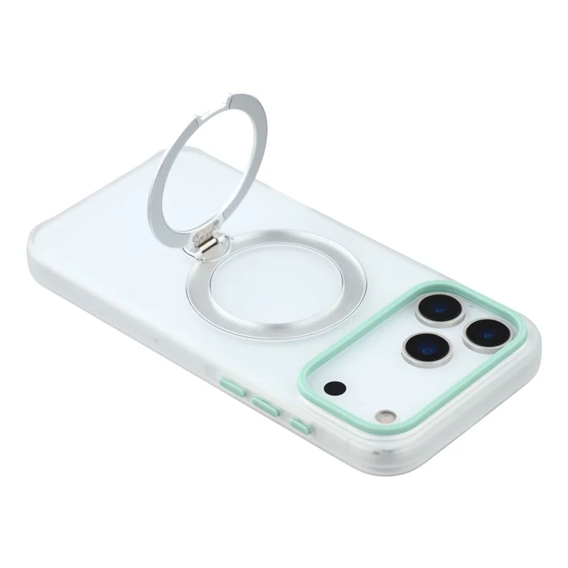 KIGC For iPhone 17 Pro Case Rotating Kickstand PC + TPU Anti Drop Phone Back Cover - Transparent