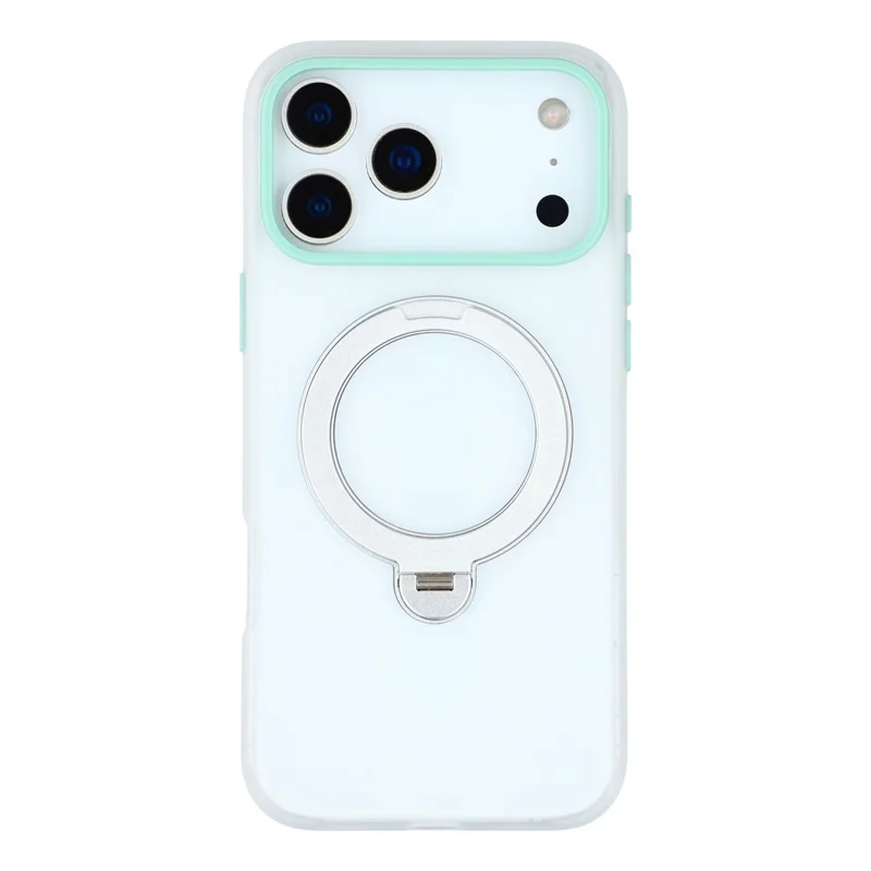 KIGC voor iPhone 17 Pro Max hoesje draaibare standaard PC + TPU anti-val telefoon achterklep - Transparant