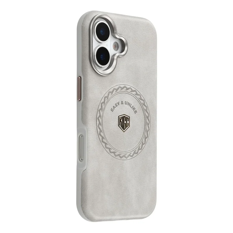 KIGC For iPhone 17 Case Compatible with MagSafe PU Leather TPU Phone Back Cover - Grey
