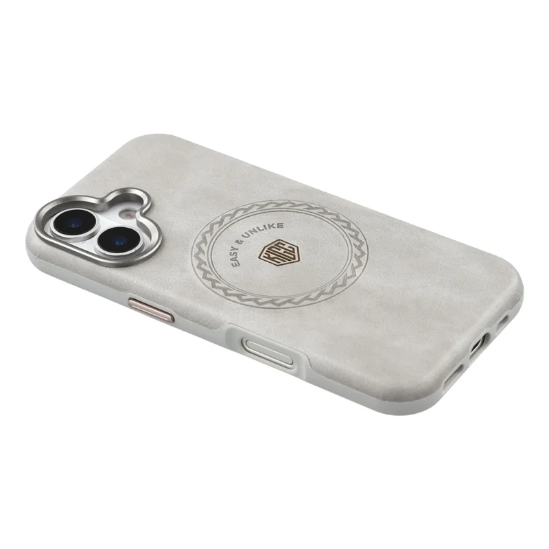 KIGC For iPhone 17 Case Compatible with MagSafe PU Leather TPU Phone Back Cover - Grey