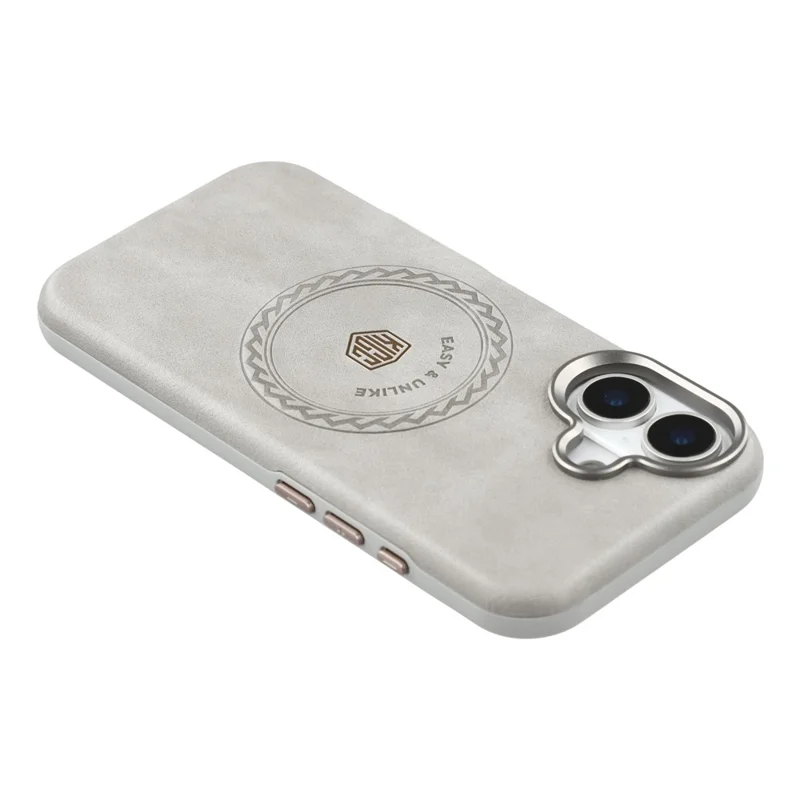 KIGC For iPhone 17 Case Compatible with MagSafe PU Leather TPU Phone Back Cover - Grey