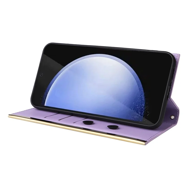 For Samsung Galaxy S25 FE Case Suction Cup PU Leather Wallet Phone Cover with Straps - Purple