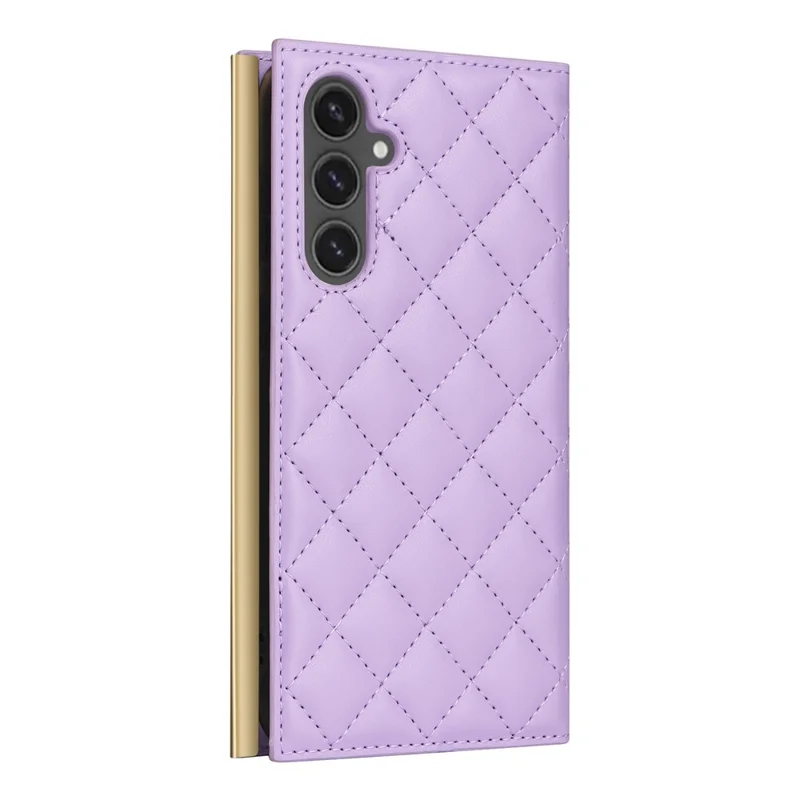 For Samsung Galaxy S25 FE Case Suction Cup PU Leather Wallet Phone Cover with Straps - Purple