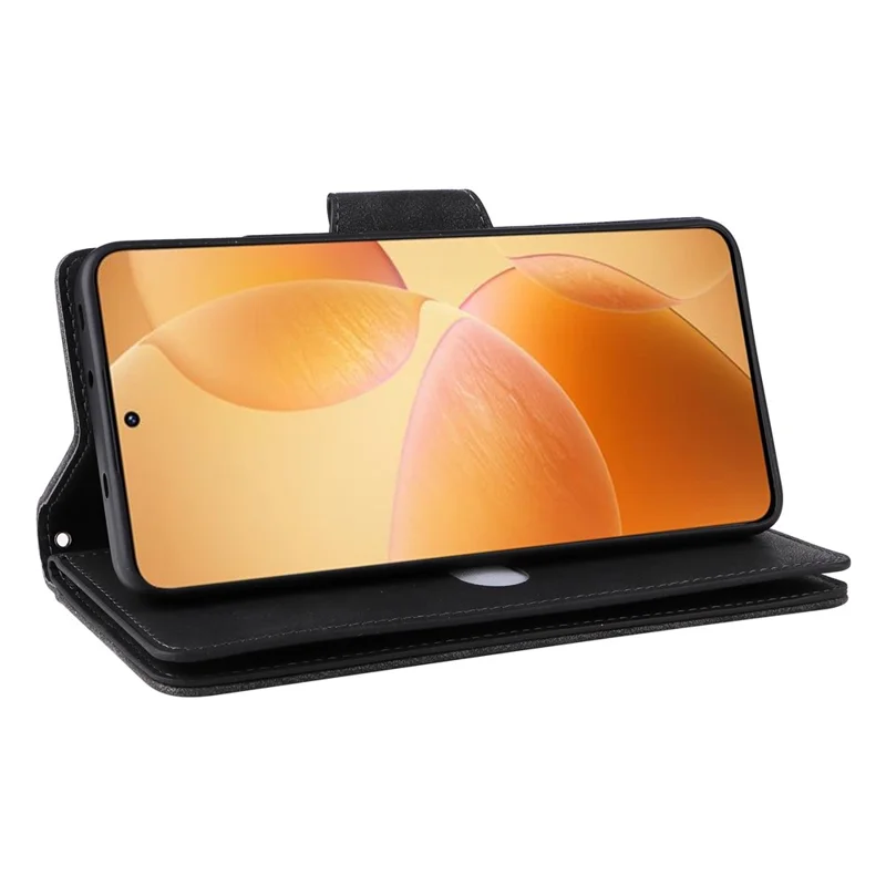 For Xiaomi 14T Pro Case Zipper Wallet Rivet Decor Leather Phone Cover with Wrist Strap - Black