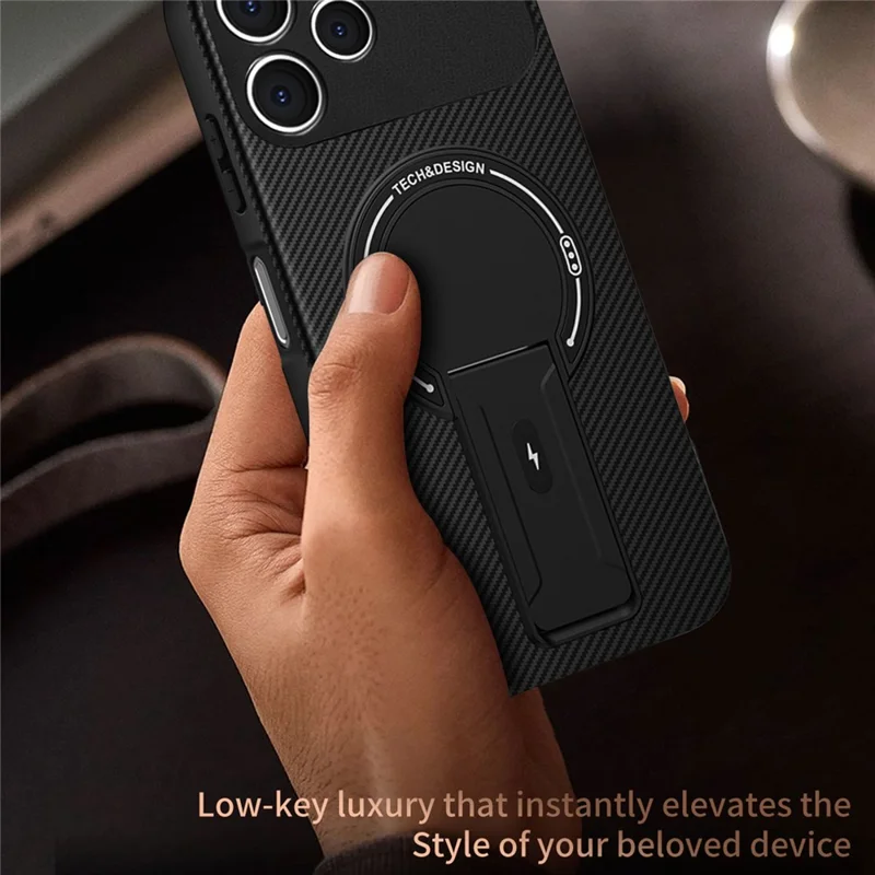 For TECNO Spark 40 4G Case Carbon Fiber Texture PC + TPU Phone Cover with Kickstand - Purple