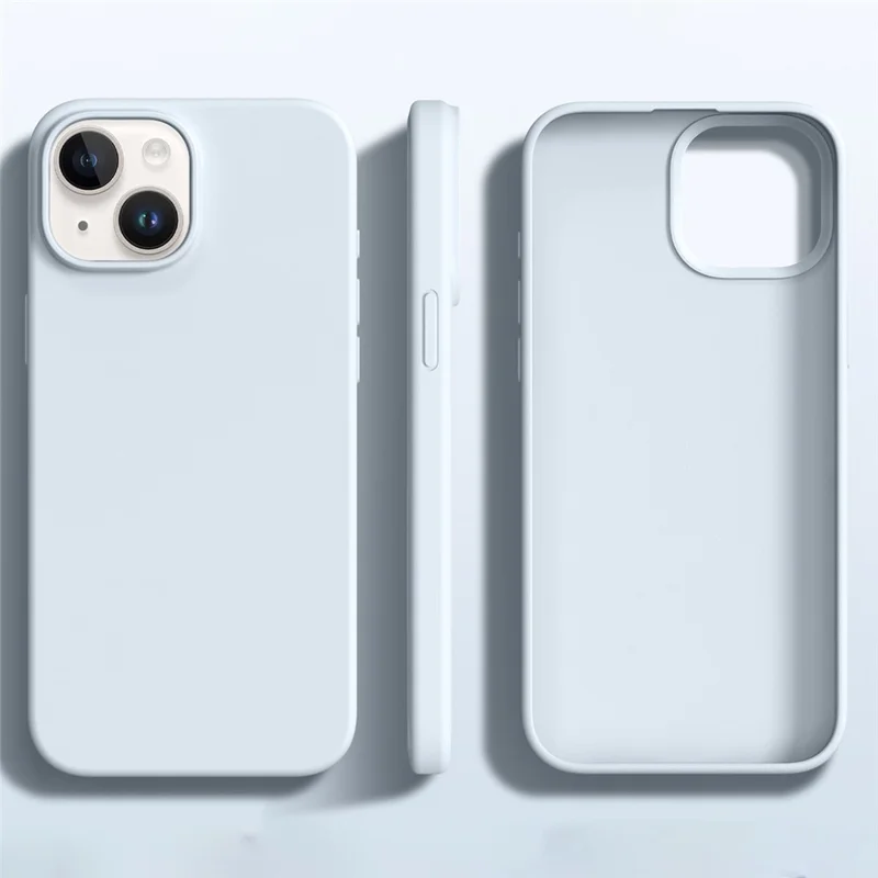 For iPhone 15 Case Ultra Thin Liquid Silicone + PC Anti-Scratch Phone Cover - Glacier Blue