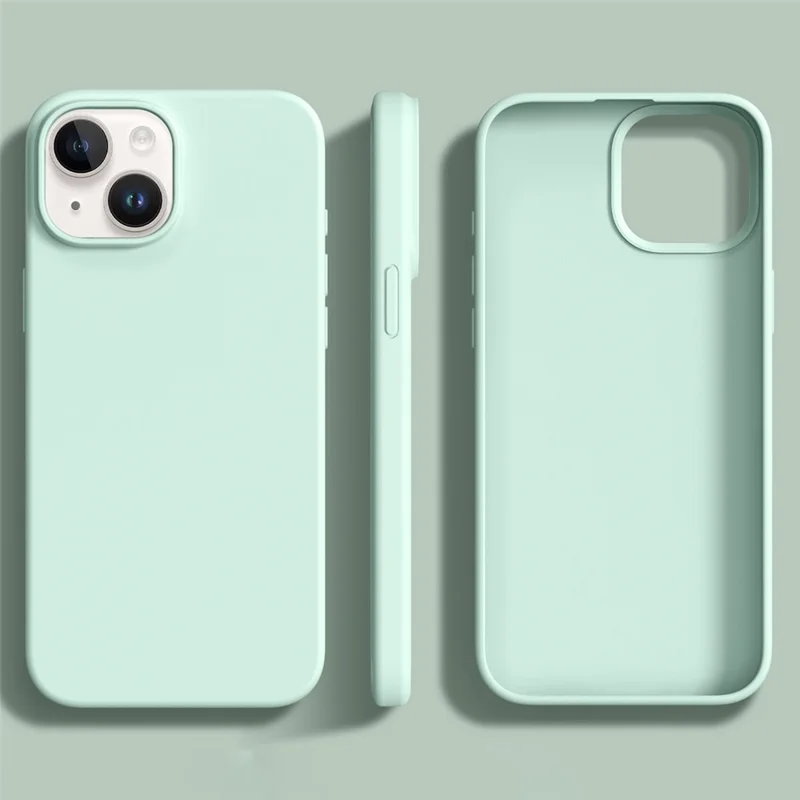 For iPhone 15 Case Ultra Thin Liquid Silicone + PC Anti-Scratch Phone Cover - Light Green