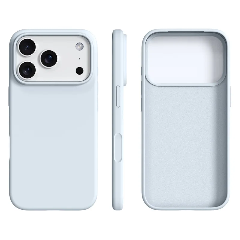For iPhone 17 Pro Case Ultra Thin Liquid Silicone + PC Anti-Scratch Phone Cover with Camera Touch Control Button - Glacier Blue