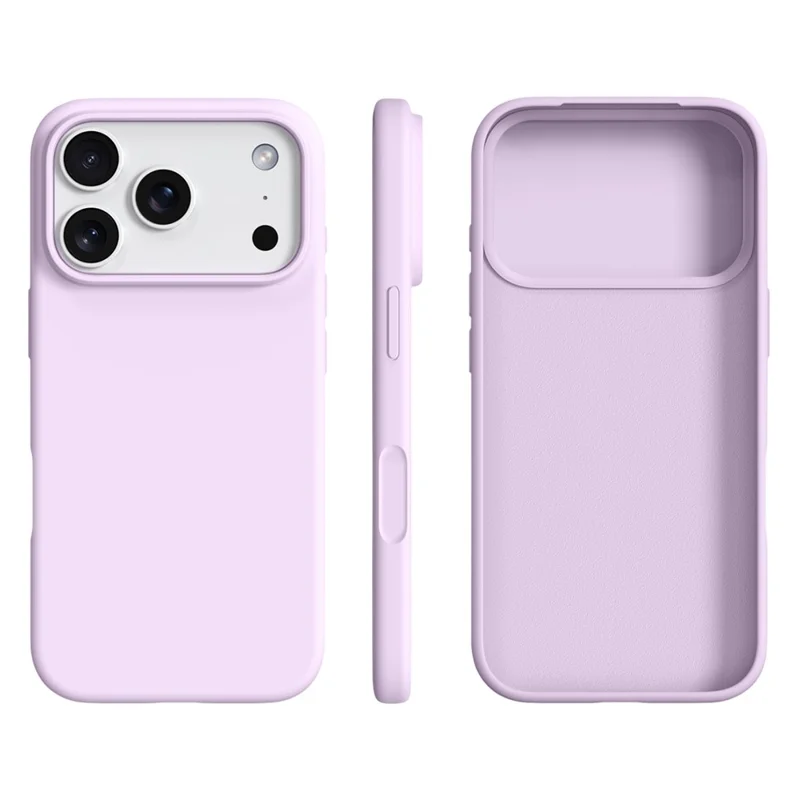 For iPhone 17 Pro Max Case Ultra Thin Liquid Silicone + PC Anti-Scratch Phone Cover with Camera Touch Control Button - Bean Purple