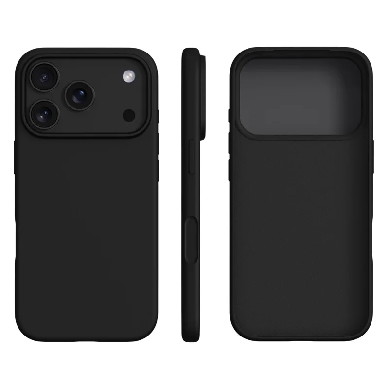For iPhone 17 Pro Max Case Ultra Thin Liquid Silicone + PC Anti-Scratch Phone Cover with Camera Touch Control Button - Black