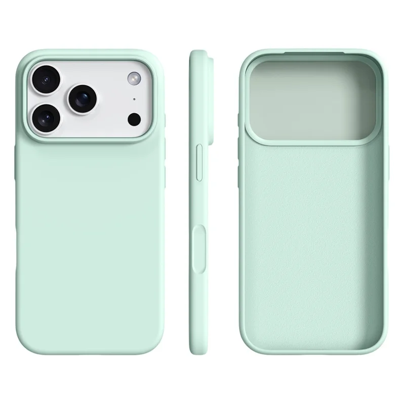 For iPhone 17 Pro Max Case Ultra Thin Liquid Silicone + PC Anti-Scratch Phone Cover with Camera Touch Control Button - Light Green