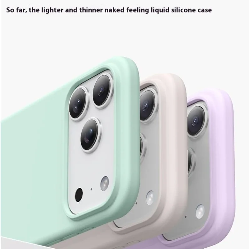 For iPhone 17 Pro Max Case Ultra Thin Liquid Silicone + PC Anti-Scratch Phone Cover with Camera Touch Control Button - Light Green