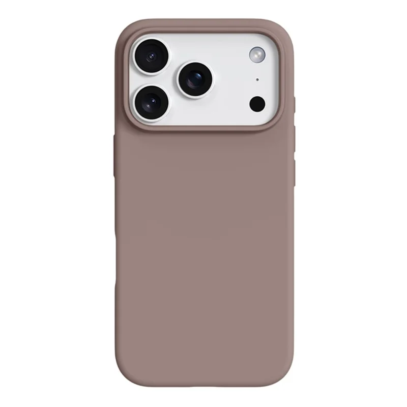 For iPhone 17 Pro Max Case Ultra Thin Liquid Silicone + PC Anti-Scratch Phone Cover with Camera Touch Control Button - Chestnut Brown