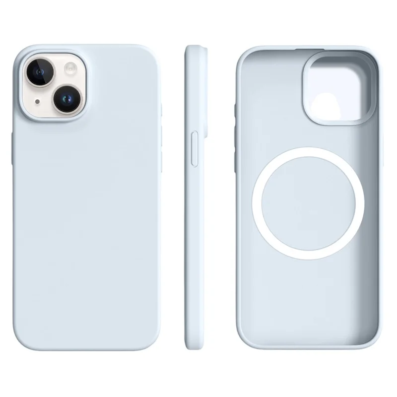 For iPhone 15 Case Compatible with MagSafe Ultra Thin Liquid Silicone + PC Phone Cover - Glacier Blue