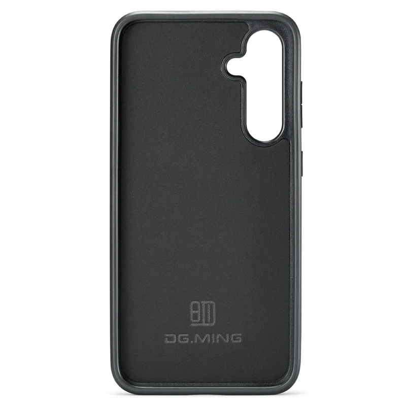 DG.MING For Samsung Galaxy S25 FE Case Anti-Drop Leather Coated PC+TPU Phone Back Cover - Coffee