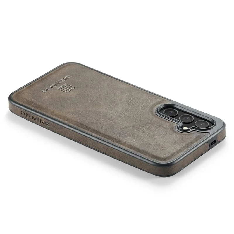 DG.MING For Samsung Galaxy S25 FE Case Anti-Drop Leather Coated PC+TPU Phone Back Cover - Coffee